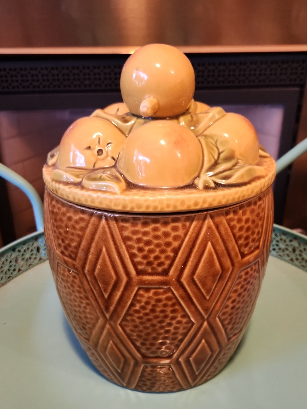 Maurices Ceramics Of California FR 211 Fruit Basket Cookir Jar Vintage